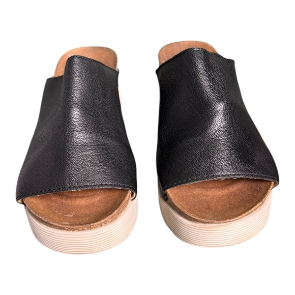 FLY London WIG Back Black Leather Open Toe Wedge Sandals Women’s 7.5 # 143672000 - Picture 4 of 12